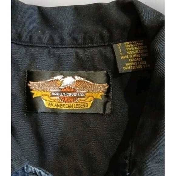 Harley Davidson Womens Denim Embroidered Shacket Snap Up Size L - Picture 4 of 7